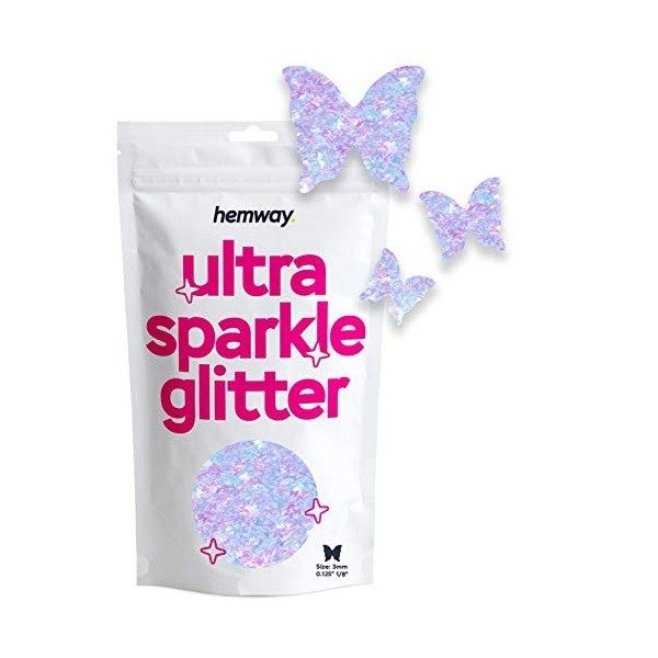 Hemway Ultra Sparkle Glitter - 1/8" 0.125" 3mm - Unicorn Sparkle Glitter For Cosmetic, Nail, Body, Face, Arts, Crafts, Decora