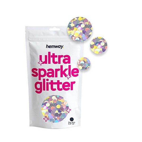 Hemway Ultra Sparkle Glitter - 1/8" 0.125" 3mm - Unicorn Sparkle Glitter For Cosmetic, Nail, Body, Face, Arts, Crafts, Decora