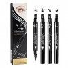 Eyeliner Imperméable 4PCS Eyeliner Liquide et Stylo Tampon Longue Durée Eye-liner Liquide en Forme Tampon de Maquillage à Dou