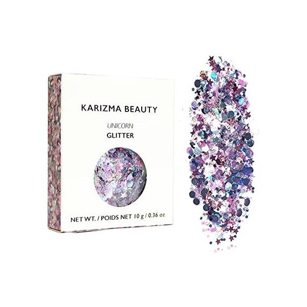 Paillettes Chunky en Unicorn // Karizma Beauty Festival Glitter Face Glitter Body Hair Cosmetic 10g