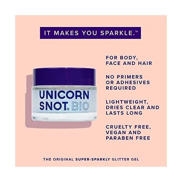 Unicorn Snot Gel à paillettes holographiques biodégradables pour le corps, le visage, les cheveux – Végétalien et sans cruaut