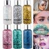 3 Pack Body Glitter Gel Sirène Paillettes Chunky Glitter Liquide Fard À Paupières Festival Glitter Maquillage pour Corps Visa