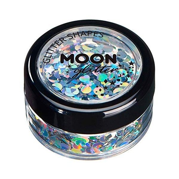 Paillettes en formes Holographiques par Moon Glitter Paillette Lune – 100% de paillettes cosmétique pour le visage, le corp