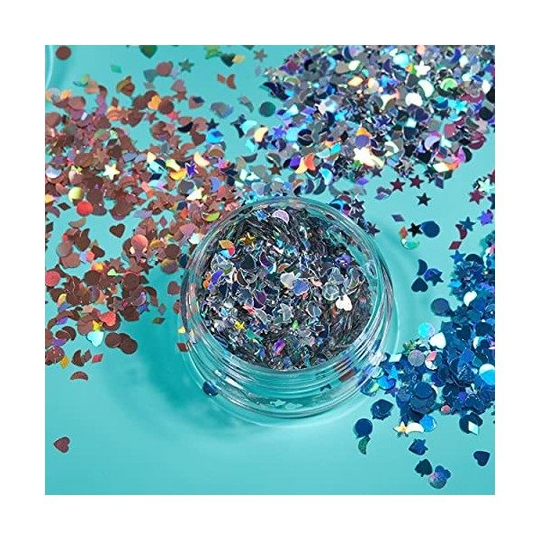 Paillettes en formes Holographiques par Moon Glitter Paillette Lune – 100% de paillettes cosmétique pour le visage, le corp