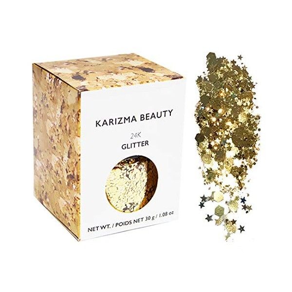 Paillettes Chunky en Or 24k // Karizma Beauty Festival Glitter Face Glitter Body Hair Cosmetic 30g