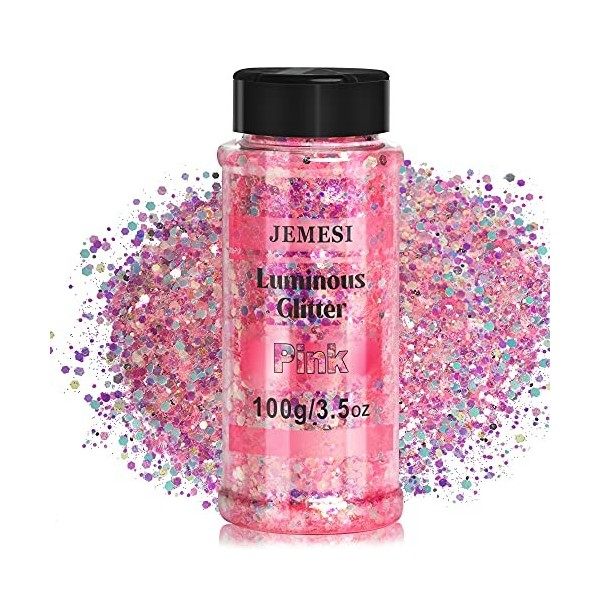 JEMESI Lumineuse Paillettes, 12 Couleurs Fluorescent Paillette pour Visage, Qualité Cosmétique Paillette pour Corps, Cheveux,