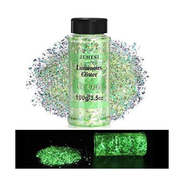 JEMESI Lumineuse Paillettes, 12 Couleurs Fluorescent Paillette pour Visage, Qualité Cosmétique Paillette pour Corps, Cheveux,