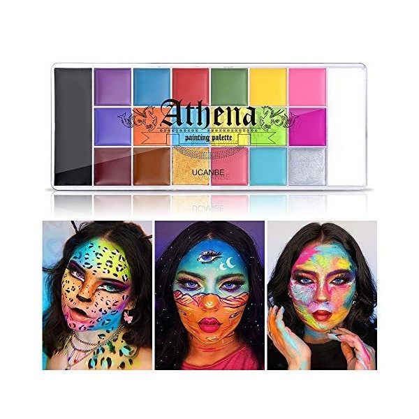 UCANBE Peinture Visage 20 Couleurs Imperméable - Peinture Corporelle Longue Durée Sécurité - Palette de Maquillage pour Enfan