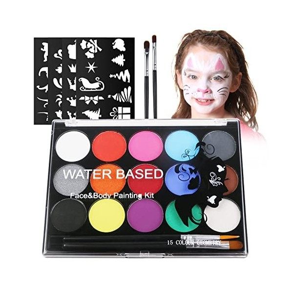 URAQT Peinture Corporelle pour Le Visage, Palette de Maquillage pour Enfants, 15 Couleurs Palette de Tatouage de Peinture à I