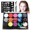 URAQT Peinture Corporelle pour Le Visage, Palette de Maquillage pour Enfants, 15 Couleurs Palette de Tatouage de Peinture à I