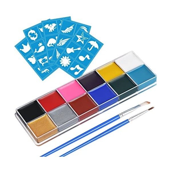 URAQT Peinture Corporelle pour Le Visage, Palette de Maquillage pour Enfants, 15 Couleurs Palette de Tatouage de Peinture à I