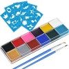 URAQT Peinture Corporelle pour Le Visage, Palette de Maquillage pour Enfants, 15 Couleurs Palette de Tatouage de Peinture à I