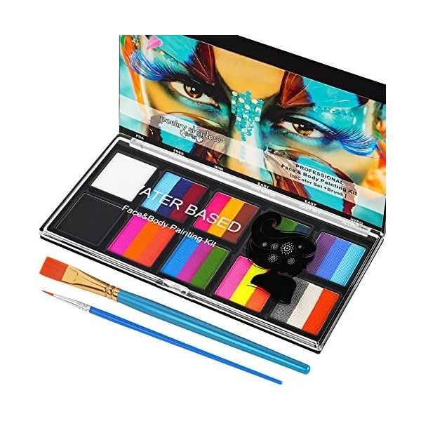 LOPHE Peinture Corporelle, Palette de Maquillage Enfants, Peinture pour le Visage, 10 Couleurs Palette de Tatouage de Peintur