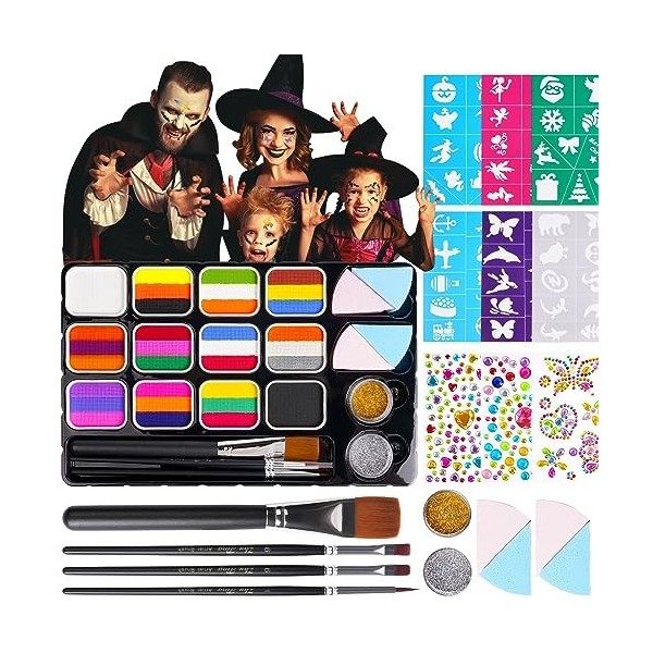 LOPHE Peinture Corporelle, Palette de Maquillage Enfants, Peinture pour le Visage, 10 Couleurs Palette de Tatouage de Peintur