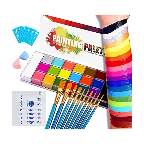 Visage Corps Peinture,Palette de Maquillage pour Enfants,20 Couleurs Peinture à lhuile Pro Flash Tatouage Palette,Body Paint