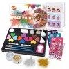 BLOT Palette de Maquillage Enfants 14 Couleurs Lavable Peinture de Visage avec Pinceaux et Pochoirs Kit de Maquillage Fête No