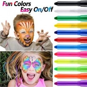 Crayons de peinture lumineux pour le visage et le corps, 12 couleurs 6 Glow + 6 Classic Kit de bâtons de peinture fluoresce
