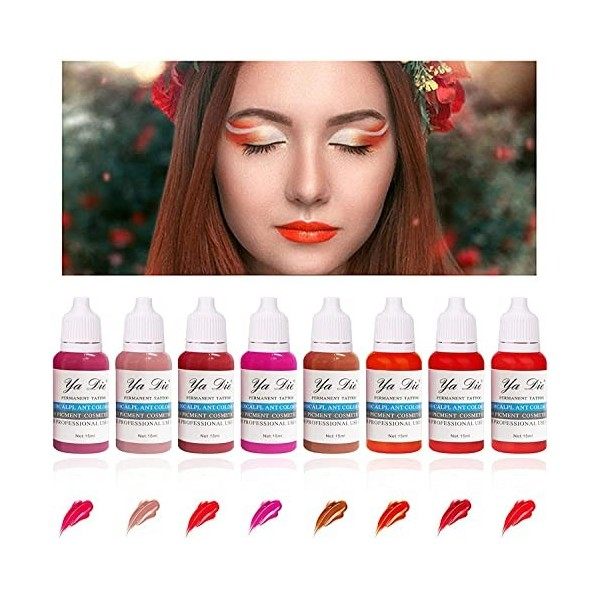 8 Couleurs Tattoo Ink Set Permanent Makeup Paint Pigment for Permanent Lipstick Ink for Lip Tattoo