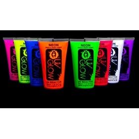 UV Glow Lot de 8 grand 50ml tubes de peinture fluorescente pour le visage et le corps 8 x 50 ml