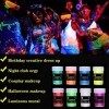 Peinture Corporelle 8 Couleurs,Kit de Peinture fluorescente UV Non Toxique Neon pour le visage et corps,peinture fluo body UV