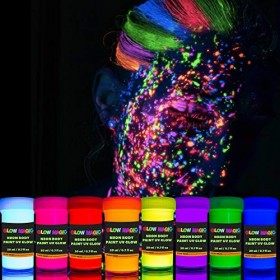 GLOW MAGIC Peinture pour le corps UV Neon - 8 x 20,7 ml - Black Light Make Up - Bodypaint Peinture pour le visage et les doig