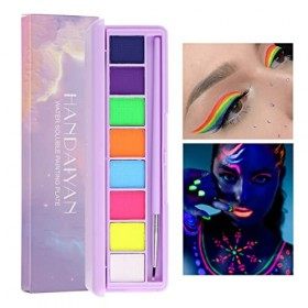 Peinture Visage Corps, 8 Couleurs Palette de Peinture Visage Corps Soluble dans lEau Lumineuse Finition Mate Palette de Maqu