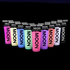 Moon Glow- Peinture pour le visage et le corps Pastel Neon UV - Comprend un porte-clés UV, , 10 pièces 1 paquet 