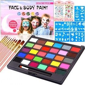 MULEVIP Visage Corps Peinture 30 Couleurs Palette de Maquillage Enfants,Peinture Corporelle,Peinture de Visage Maquillage ave