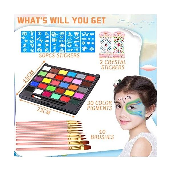 MULEVIP Peinture Visage Corps Kit 41PCS,Palette de Maquillage pour