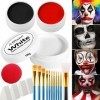 Afflano Joker Maquillage Halloween Peinture Visage Blanc Noir Rouge, Non Toxique Grande Face Paint Maquillage Enfant Adulte p