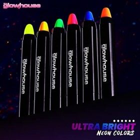 Bâton de peinture pour le visage et le corps au néon UV paquet de 6 Fluorescent Brightest Glow sous UV!