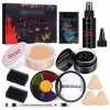 BOBISUKA Set de Maquillage Halloween: Peinture Corporelle pour Hématomes 6 Couleurs,Spatule de Maquillage,Spray de Faux Sang,