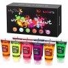 Maydear UV Face Paint et Body Paint Set, UV Glow Fluorescent Colors Body Paint Set Neon Liquid Face Paint, Parfait pour Carna