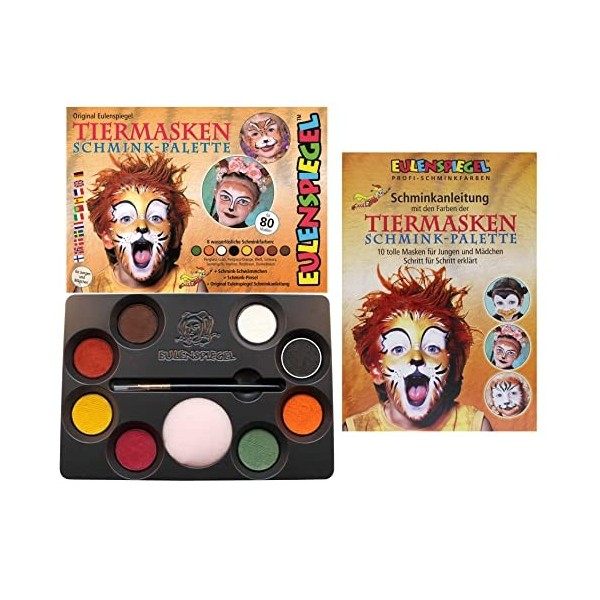 Eulenspiegel - Masques danimaux Palette de Maquillage - Boite et Notice en Allemand 