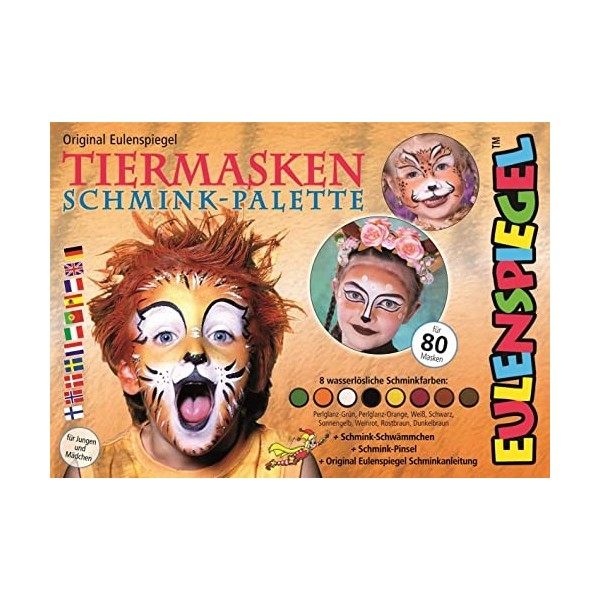 Eulenspiegel - Masques danimaux Palette de Maquillage - Boite et Notice en Allemand 