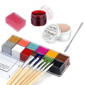 Amzeeniu Peinture Visage Corps Kit 26PCS,Palette de Maquillage pour