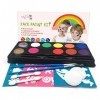 Maydear Kit de peinture faciale pour enfants avec 12 couleurs de peinture faciale à base deau sans danger et non toxique ma