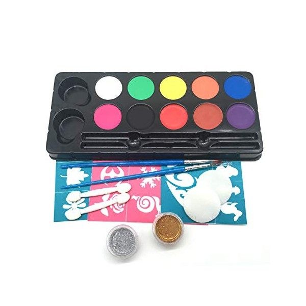 Maydear Kit de peinture faciale pour enfants avec 12 couleurs de peinture faciale à base deau sans danger et non toxique ma