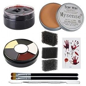 Mysense SFX Kit de maquillage à effet spécial pour corps, nez et cicatrices, zombies pour Halloween avec cire, peinture pour 