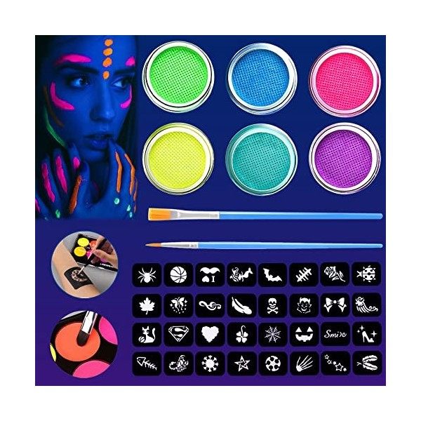 Liner Cake Neon Eyeliner Maquillage Fluorescent Dans le Noir Pintura Neon Peinture Visage Enfant Pinturas Fluorescentes para 