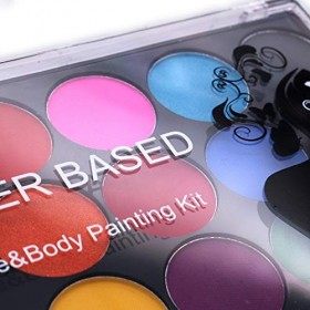 POFET Body Painting Kit de peinture pour le visage, Palette professionnelle non toxique de 15 couleurs lavable avec brosse po