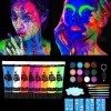 Peinture Corporelle 8 Couleurs,Kit de peinture fluorescente uv Pour Body Painting,Peinture Fluorescente UV Non Toxique Neon,P