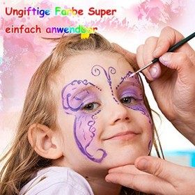 Palette de Maquillage pour Enfants, Vegena 15 Couleurs Kit de Peinture Corporelle pour le Visage et le Corps avec 8 Pinceaux 