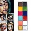 12 Couleurs Palette De Maquillage De Fête, Professionnelle Face Painting Tatouage Visage Corps Peinture Palette Pour Hallowee