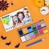 Hautton Ensemble de Peinture Corporelle Professionnel 20 couleurs et 3 pinceaux pour Enfants Adultes, Maquillage Fête Hallowe