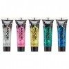 Gel Glitter Irisé pour le visage et le corps par Moon Glitter - 12ml - Pailleté pour visage - Assortiment de 5 couleurs