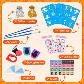 Herefun 36pcs Peinture Visage, 17 Couleurs Palette Maquillage Enfants, Palette Visage et Le Corps de Maquillage, Kit Peinture