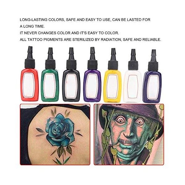 14 Couleurs Tattoo Ink Set,Encre de Tatouage Permanente, Ensemble Kit de Pigment Professionnel Body Peinture Pigment Kit Maqu