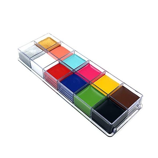 Palette d’huile professionnelle pour le visage et le corp - 12/16 couleurs peinture à lhuile Flash tatouage maquillage Palet