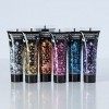 Gel chunky holographique paillettes pour le visage et le corps par Moon Glitter - 12ml - Assortiment de 6 couleurs - Pailleté